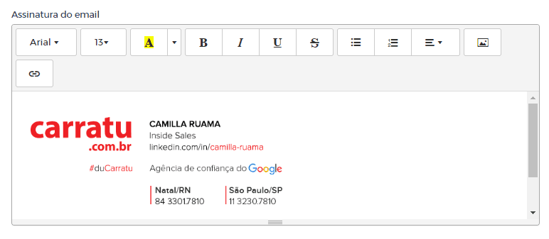 Assinatura do template - outbound marketing
